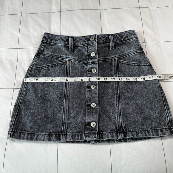 Abercrombie & Fitch Skirt Womens 26 Black Acid Wash Natural Rise Button Mini - Picture 7 of 8